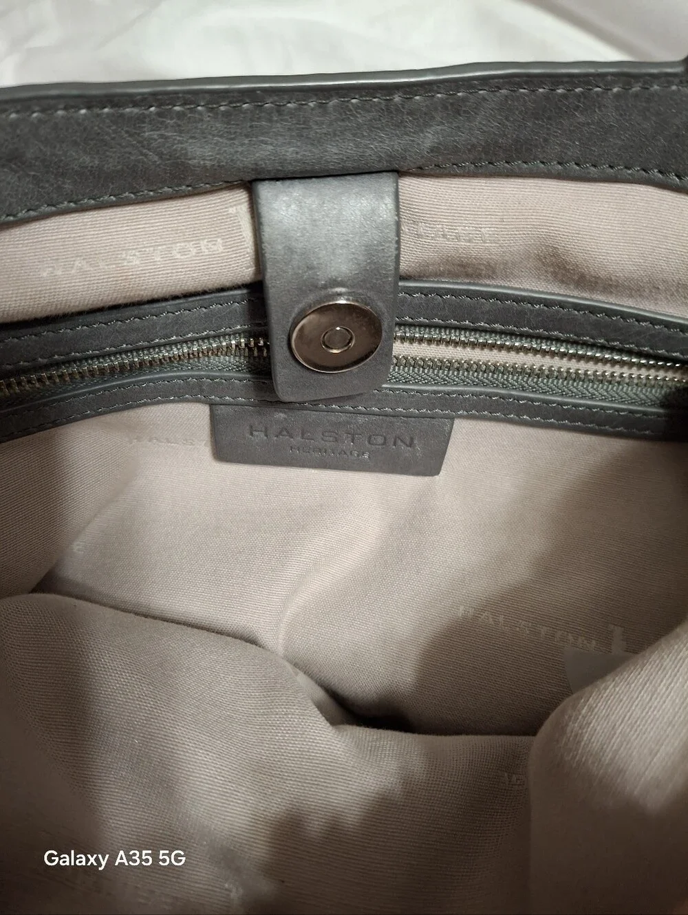 Halston Gray Suede and leather Handbag shoulder bag